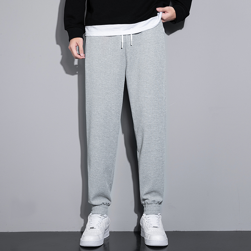 Men Baggy Waffle Drawstring Jogger Pants With Pockets-8