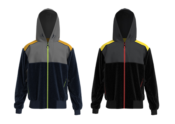 Men Color Block Full Zip Fleece Jacket With Hood