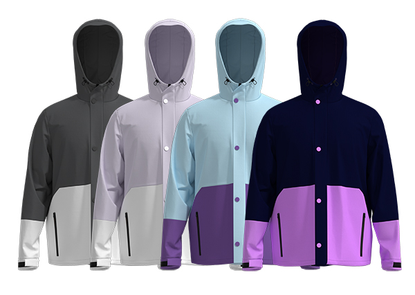 Men Color Matching Full-Zip Softshell Jacket With Adjustable Hood
