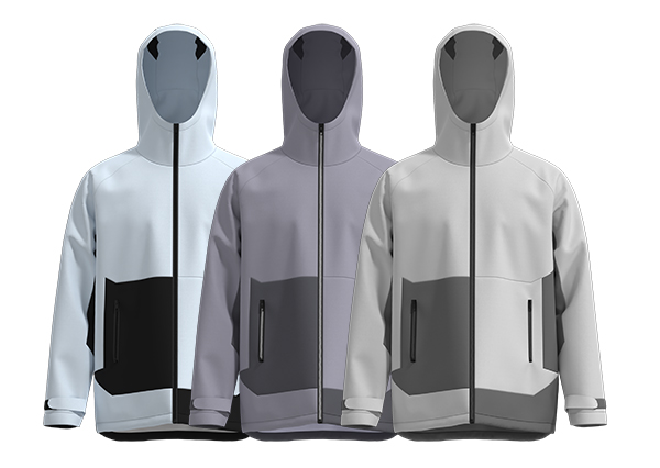 Men Color Matching Full-Zip Softshell Jacket With Hood-2