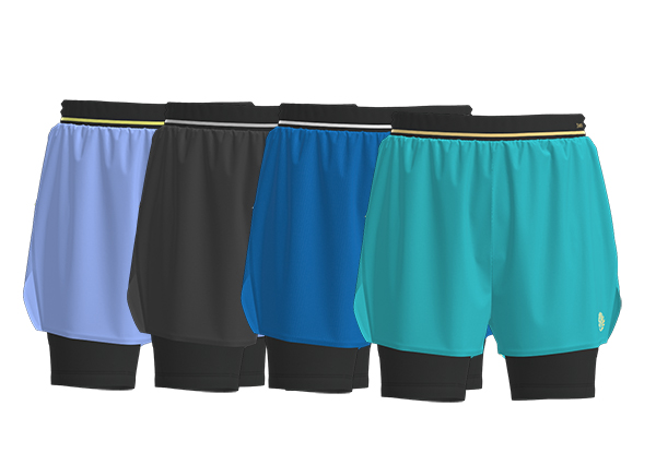 Men Double Layer Elastic Waist Shorts Pant Breathable Workout Running Shorts