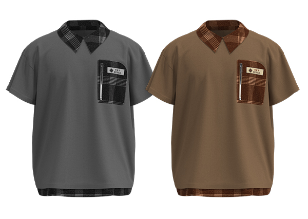 Men Fake Two Piece Checkered Sleeves Pullover Sweatshirt Casual Short Polo Shirt
