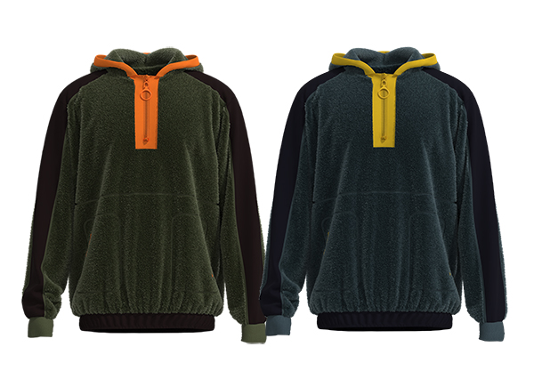 Men Loose Fit Half Zip Fleece Jacket With Hood
