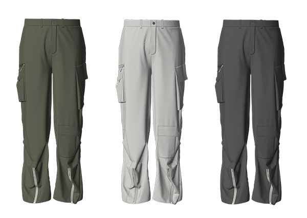 Men Multi-Pocket Cargo Pants Straight Leg Trackpants With Half-zip Trouser Legs