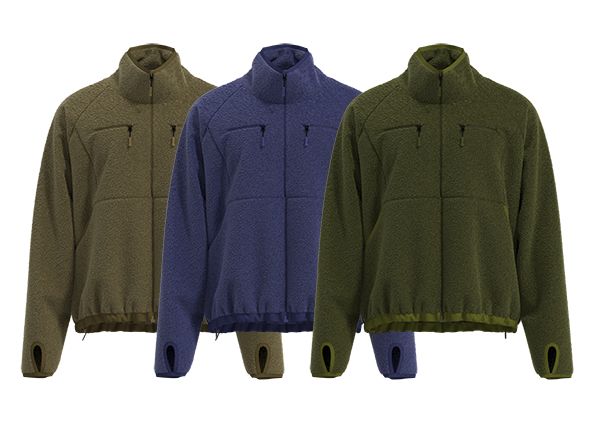 Men Stand-up Collar Multiple Pockets Full Zip Fleece Jacket Loose Fit Windproof Jacket