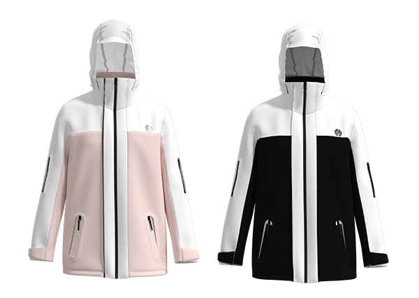 Women Cinched Waist Windproof and Waterproof Hardshell Jacket  With Removable Hood