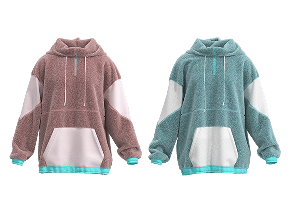 Women Color Block Half Zip Hoodie Fleece Jacket Loose Fit Windproof Jacket
