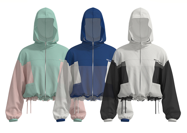 Women Color Block Sun Protective Cropped Full Zip Hoodie Jacket