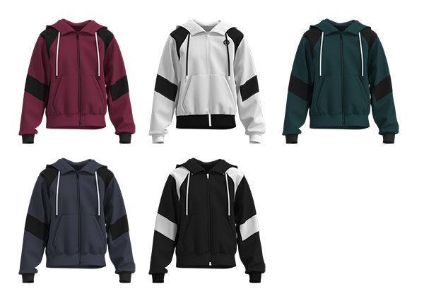 Women Colorblock Zip-Up Hoodie Sweatshirt