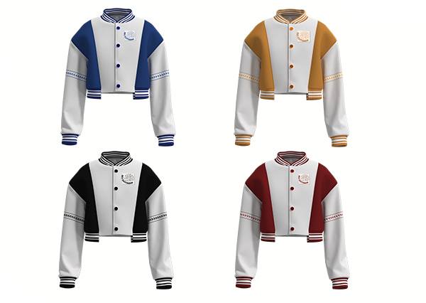 Women Short Printing Buttons Varsity Baseball Jacket
