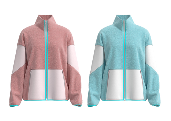 Women Stand-Up Collar Color Block Full Zip Fleece Jacket Loose Fit Windproof Jacket With Pockets