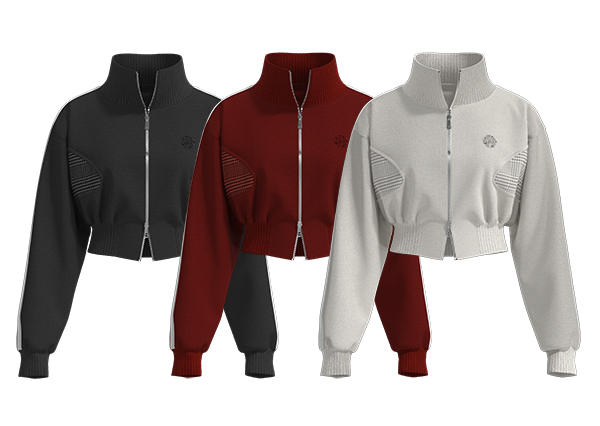 Women Stand-up Collar Color Block Zip-Up Hoodie Casual Cropped Sweatshirt