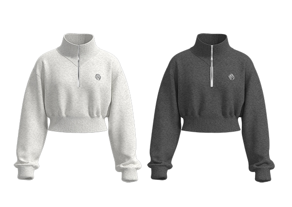 Women Stand-up Collar Half Zip Up Hoodie Casual Cropped Sweatshirt