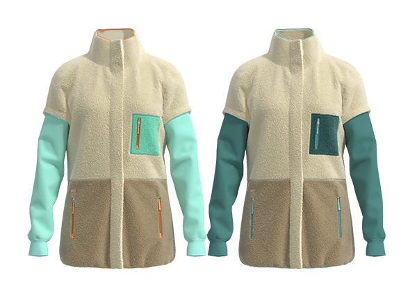 Women Stand-up Color Block Full Zip Fleece Jacket